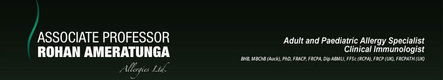 Associate Professor Rohan Ameratunga. Adult and paedatric allergy specialist and clinical immunologist